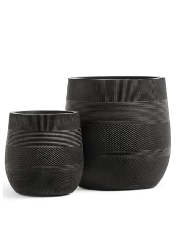 Кашпо TREEZ ERGO Graphics округлая чаша чёрный графит