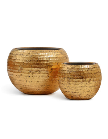 Кашпо TREEZ Effectory Metal полусфера чеканное золото