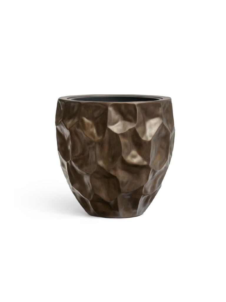 Кашпо TREEZ Effectory Metal Design Сrumple округлая чаша чернёная бронза