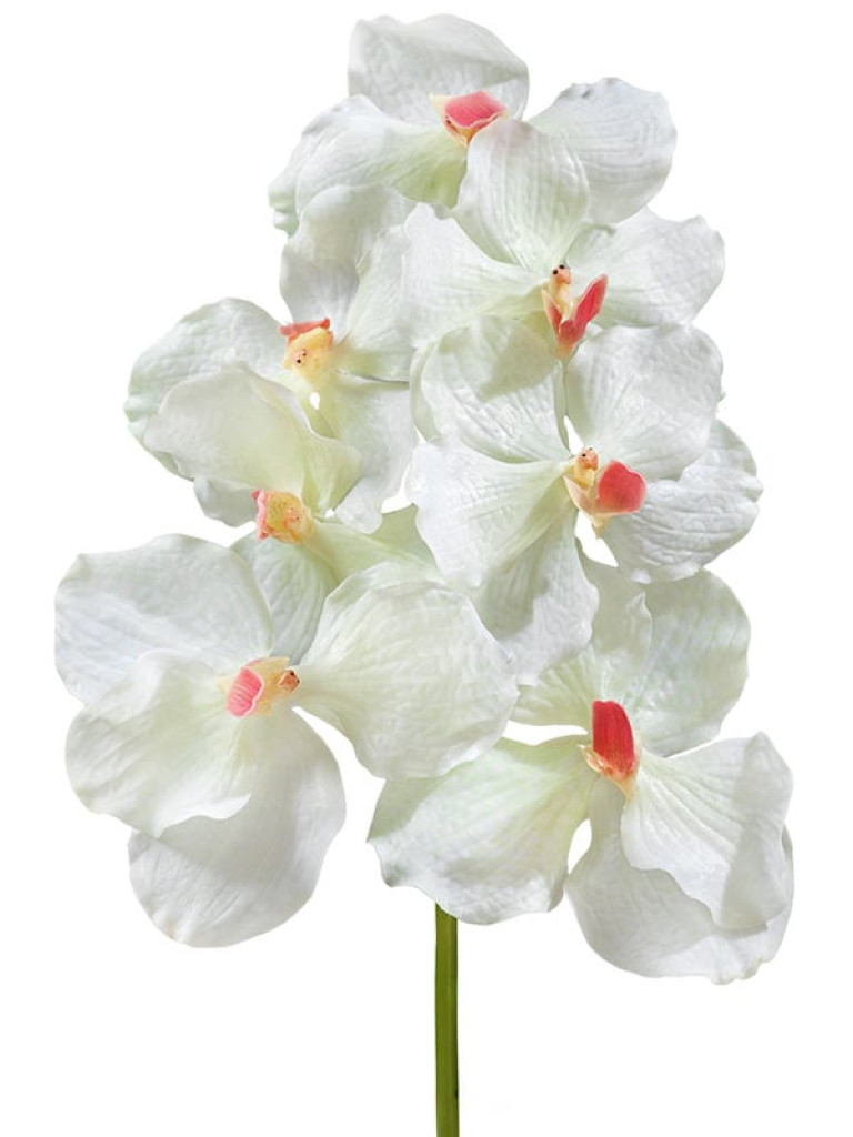 Орхидея Ванда белая с розовой сердцевинкой искусственная
