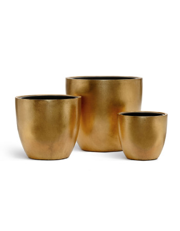 Кашпо TREEZ Effectory Metal округлый конус сусальное золото