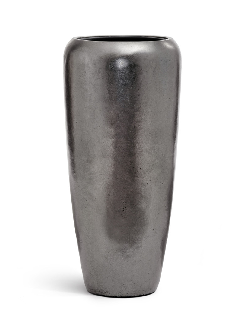 Кашпо TREEZ Effectory Metal Design высокий конус стальное серебро