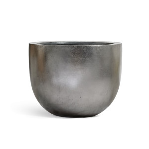 Кашпо TREEZ Effectory Metal низкая конус-чаша стальное серебро