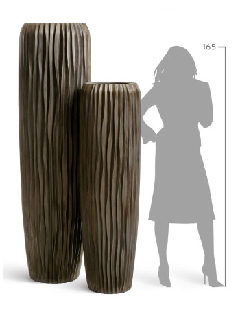 Кашпо TREEZ Effectory Metal Giant Design Wave высокий конус чернёная бронза