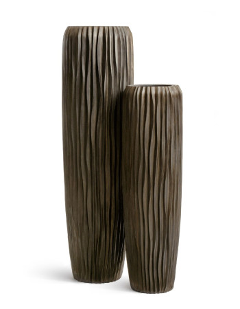 Кашпо TREEZ Effectory Metal Giant Design Wave высокий конус чернёная бронза