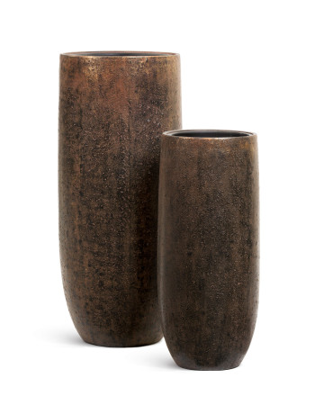 Кашпо TREEZ Effectory Metal Rough высокий округлый конус с золотой патиной