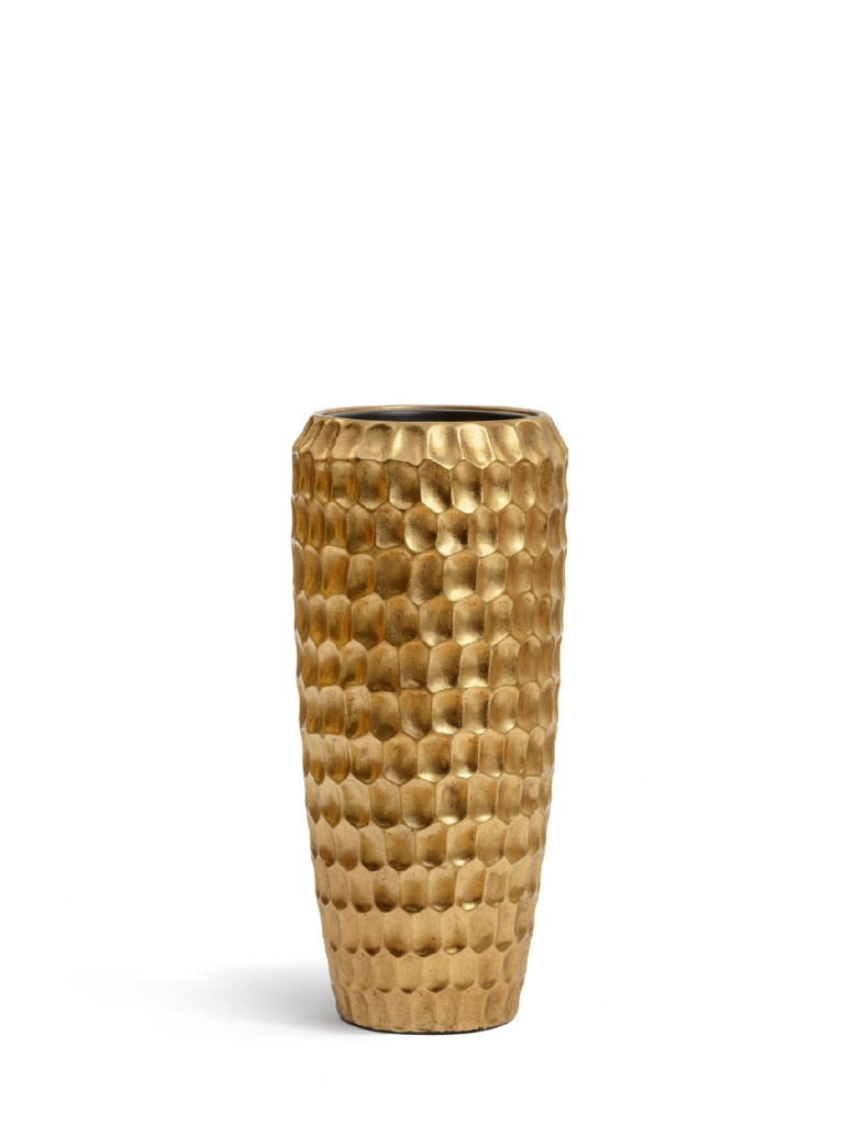 Кашпо TREEZ Effectory Metal Design Cells высокий округлый конус сусальное золото