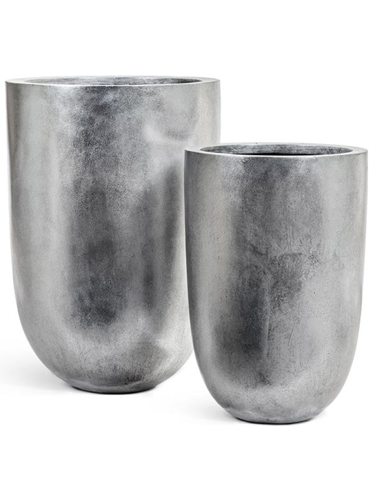 Кашпо TREEZ Effectory Metal конус-чаша серебро