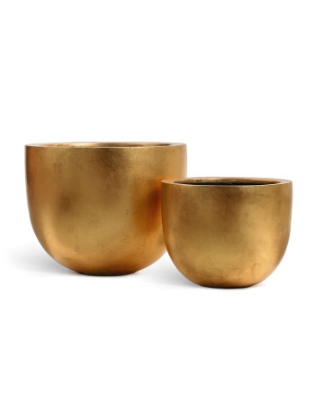 Кашпо TREEZ Effectory Metal низкая конус-чаша сусальное золото