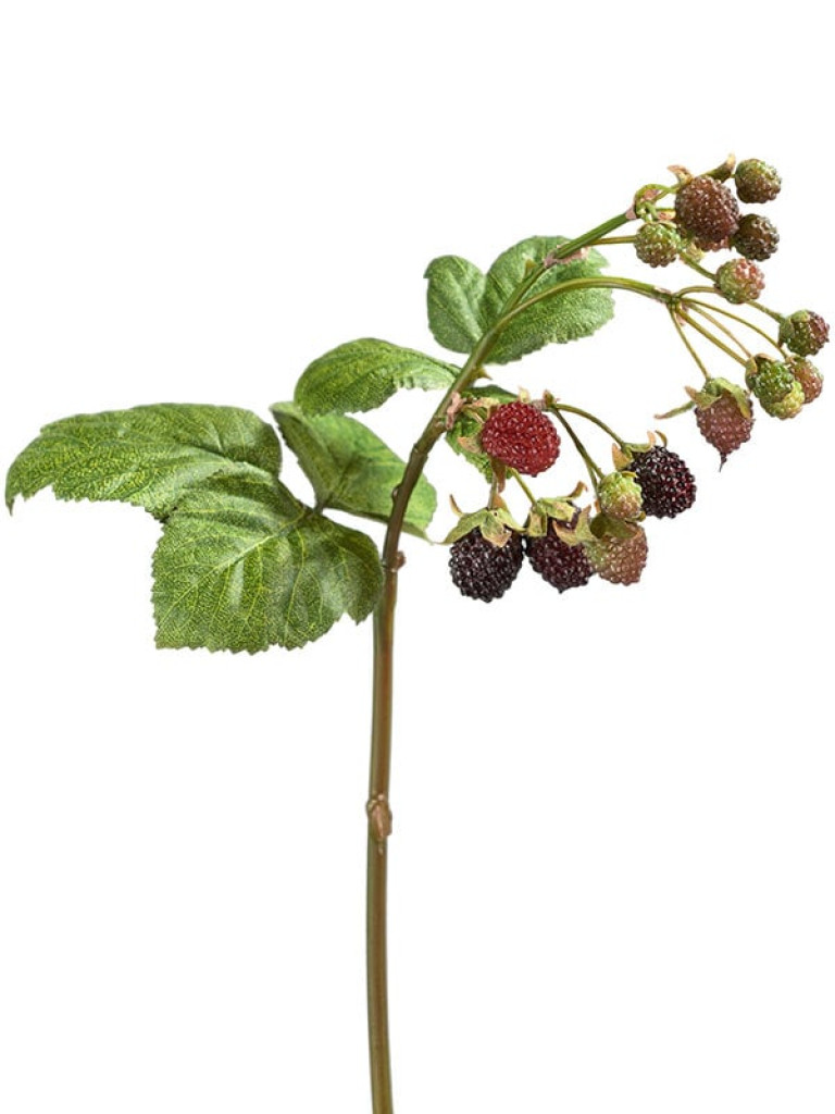 Ветка Ежевики с ягодами и листьями искусственная