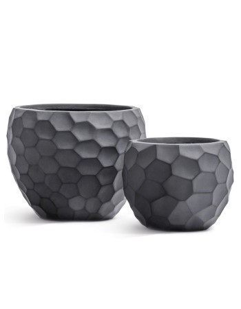 Кашпо TREEZ ERGO Comb полусфера дымчато-серый бетон