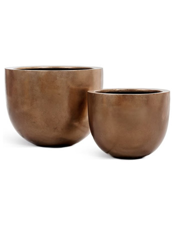 Кашпо TREEZ Effectory Metal низкая чаша тёмное матовое золото