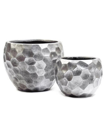 Кашпо TREEZ ERGO Comb полусфера застаренное серебро