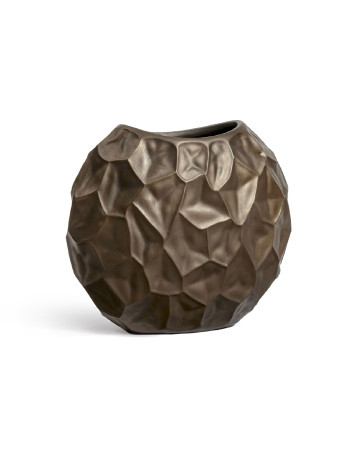 Кашпо TREEZ Effectory Metal Design Сrumple плоская сфера чернёная бронза