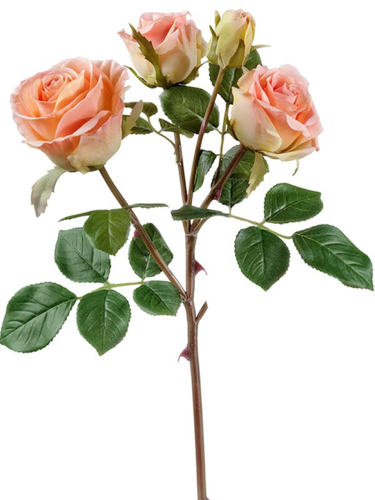 Роза Флорибунда кустовая (ветвь) розово-персиковая искусственная