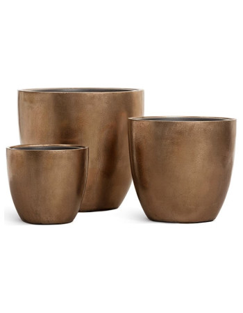 Кашпо TREEZ Effectory Metal округлый конус тёмное-матовое золото