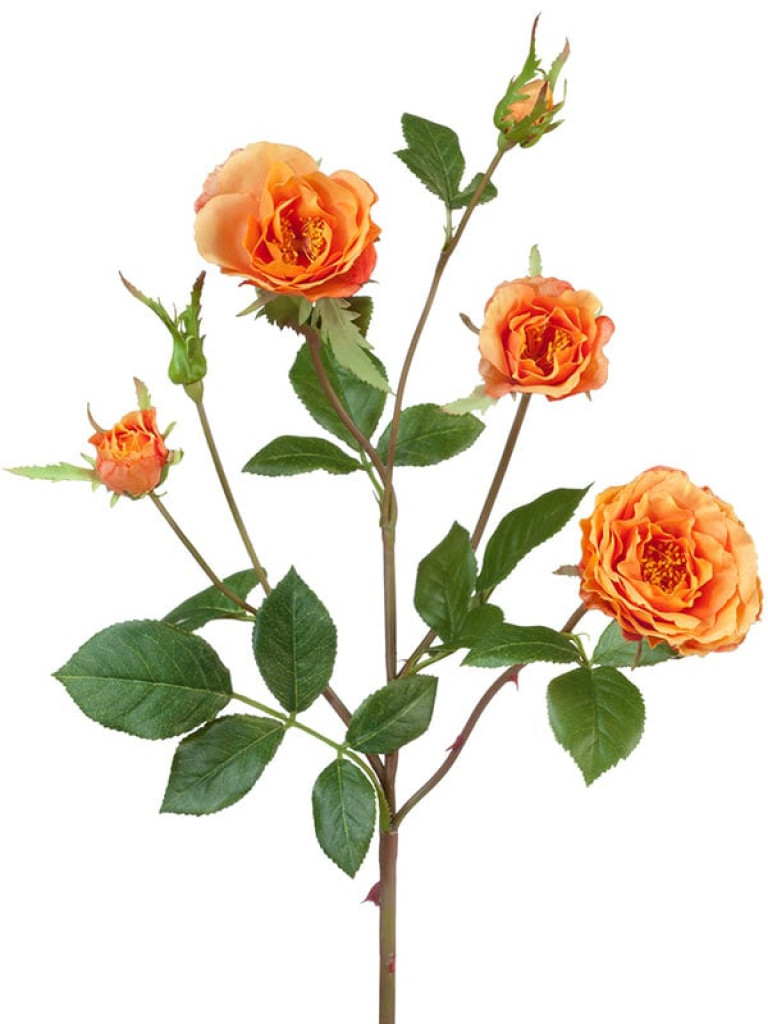 Роза Вайлд кустовая (ветвь) персиково-оранжевая искусственная