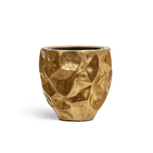 Кашпо TREEZ Effectory Metal Design Сrumple округлая чаша сусальное золото