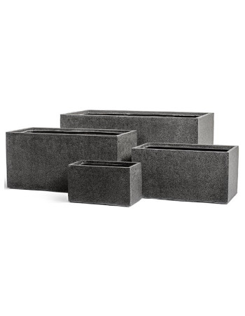 Кашпо TREEZ Effectory Stone низкий прямоугольник тёмно-серый камень Кашпо TREEZ Effectory Stone низкий прямоугольник тёмно-серый камень