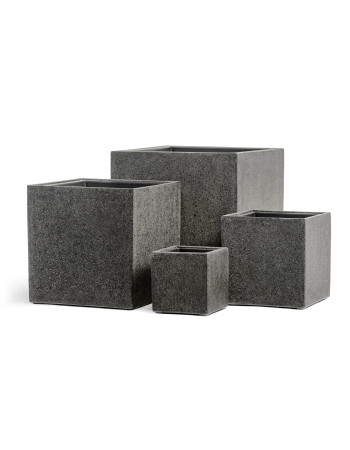 Кашпо TREEZ Effectory Stone куб тёмно-серый камень Кашпо TREEZ Effectory Stone куб тёмно-серый камень