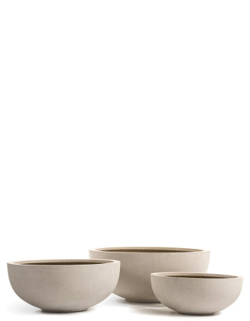 Кашпо TREEZ Effectory Beton низкая чаша-полусфера белый песок