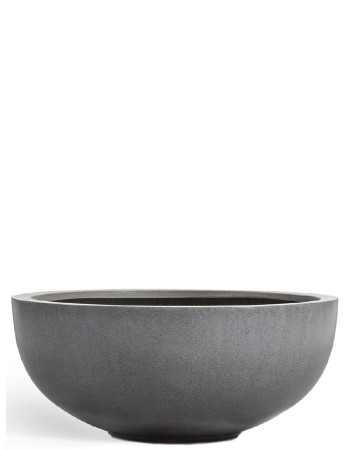 Кашпо TREEZ Effectory Beton низкая чаша-полусфера тёмно-серый бетон
