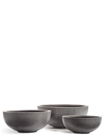 Кашпо TREEZ Effectory Beton низкая чаша-полусфера тёмно-серый бетон