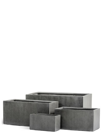 Кашпо TREEZ Effectory Beton низкий прямоугольник тёмно-серый бетон