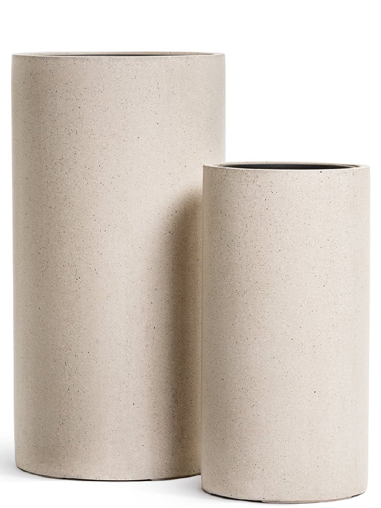 Кашпо TREEZ Effectory Beton высокий цилиндр белый песок