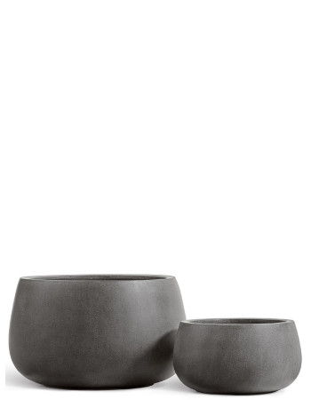 Кашпо TREEZ Effectory Beton низкая чаша тёмно-серый бетон