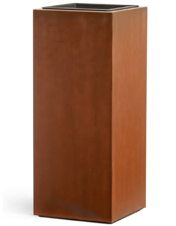 Кашпо TREEZ Effectory Corten Steel высокий куб бархатистая окись Кашпо TREEZ Effectory Corten Steel высокий куб бархатистая окись