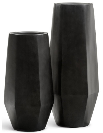 Кашпо TREEZ Effectory Crystal высокий многогранник антрацит